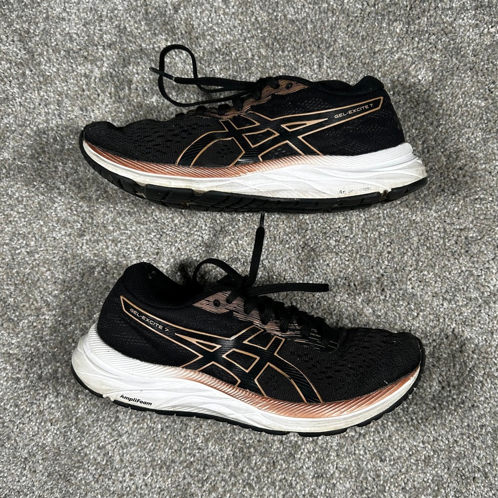 Asics Gel-Excite 7 Womens Running Shoes Black Rose Gold 1012A562 Size 6.5